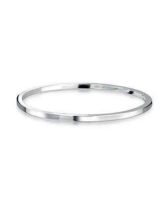 Bling Jewelry Plain Simple Strong 2MM Flat Edge Layering Stacking Shinny Sterling Silver Bangle Bracelet For Women