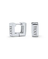 Bling Jewelry Geometric Small Square Huggie Hoop Kpop Earrings For Women Sterling Silver