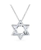 Bling Jewelry Cubic Zirconia Cz Accent Religious Magen Judaica Hanukkah Intertwined Star Of David Pendant Necklace For Women Bat Mitzvah Sterling Silv