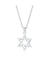 Bling Jewelry Judaica Hanukkah Star of David Pendant Necklace: Cz Accents Sterling Silver Women Bat Mitzvah