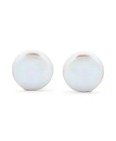 Bling Jewelry White Biwa Coin Freshwater Cultured Pearl Clip On Earrings For Women Non Pierced Ear Sterling Silver