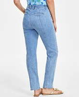 I.n.c. International Concepts Women's High-Rise Seamed Straight-Leg Jeans, Created for Macy's