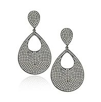 Suzy Levian New York Suzy Levian Sterling Silver Cubic Zirconia Oversized Pave Tear Drop Disk Dangle Earrings