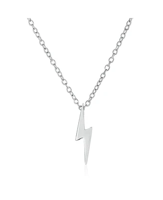 Delicate Minimalist Geometric Zig Zag Flash Lightning Bolt Pendant Necklace For Women .925 Sterling Silver