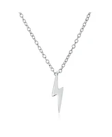 Bling Jewelry Delicate Minimalist Geometric Zig Zag Flash Lightning Bolt Pendant Necklace For Women Sterling Silver