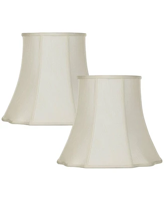 Set of 2 Creme Medium Cut Corner Lamp Shades 10" Top x 16" Bottom x 14" High (Spider) Replacement with Harp and Finial - Imperial Shade