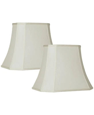 Set of 2 Creme Medium Cut Corner Rectangular Lamp Shades 10" Top x 16" Bottom x 13" High (Spider) Replacement with Harp and Finial - Imperial Shade