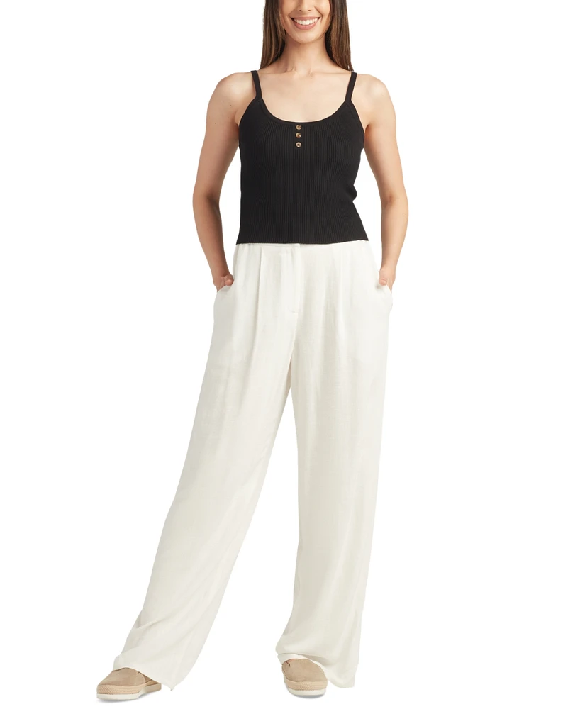 Bcx Juniors' Solid Paper-Bag-Fit Long Mid-Rise Pants