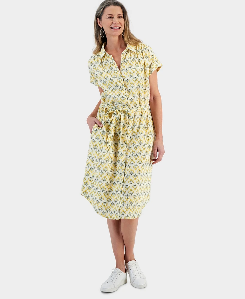 Style & Co Women's Cotton Gauze Short-Sleeve Shirt Dress, Created for Macy's