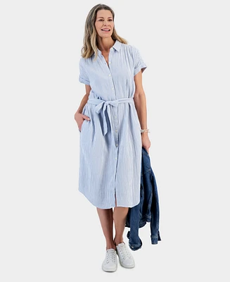 Style & Co Women's Cotton Gauze Short-Sleeve Shirt Dress, Created for Macy's