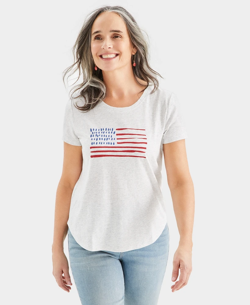 Style & Co Petite Flag Day Perfect T-Shirt, Created for Macy's