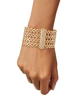 Diamond Pave Clasp Wide Fancy Link Bracelet (5/8 ct. t.w.) in 14k Gold-Plated Sterling Silver - Gold