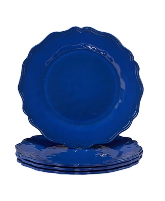 Certified International Blue Indigo Crackle Set of 4 Dinner Plate 11", Service For 4