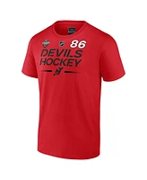 Men's Fanatics Jack Hughes Red New Jersey Devils 2024 Nhl Stadium Series Authentic Pro Name and Number T-shirt