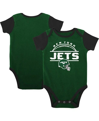 Baby Boys and Girls Green, Black New York Jets Home Field Advantage Three-Piece Bodysuit, Bib Booties Set