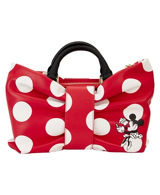 Women's Loungefly Mickey & Friends Distressed Minnie Mouse Rocks The Dots Figural Bow Crossbody Bag