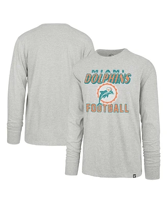 Men's '47 Brand Gray Distressed Miami Dolphins Dozer Franklin Throwback Long Sleeve T-Shirt