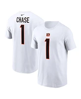 Men's Nike Ja'Marr Chase White Cincinnati Bengals Player Name and Number T-shirt