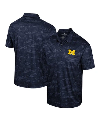 Men's Colosseum Navy Michigan Wolverines Daly Print Polo Shirt