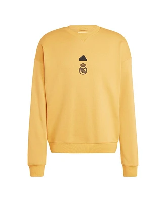 Men's adidas Yellow Real Madrid Lifestyle Crew Sweatshirt