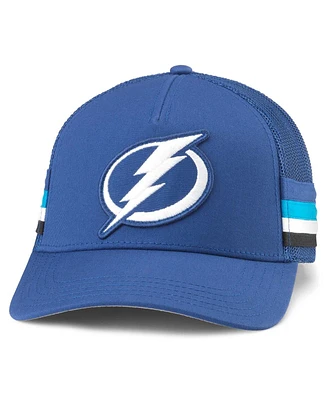 Men's American Needle Blue Tampa Bay Lightning HotFoot Stripes Trucker Adjustable Hat