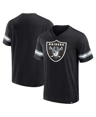 Men's Fanatics Black Las Vegas Raiders Jersey Tackle V-Neck T-shirt