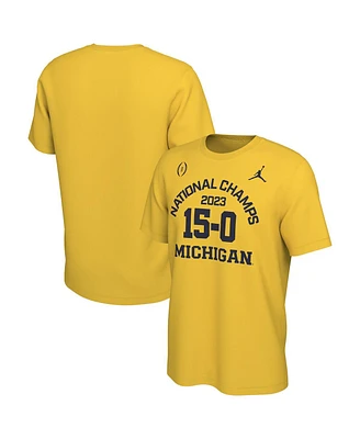 Men's Jordan Maize Michigan Wolverines College Football Playoff 2023 National Champions 15-0 T-shirt