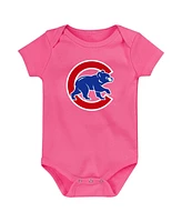 Baby Boys and Girls Fanatics Royal, Red, Pink Chicago Cubs Three-Pack Home Run Bodysuit Set