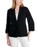 Ak Anne Klein Petite 3/4-Sleeve One-Button Blazer