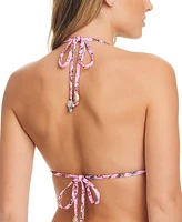 Jessica Simpson Women's Triangle Halter Floral-Print Bikini Top