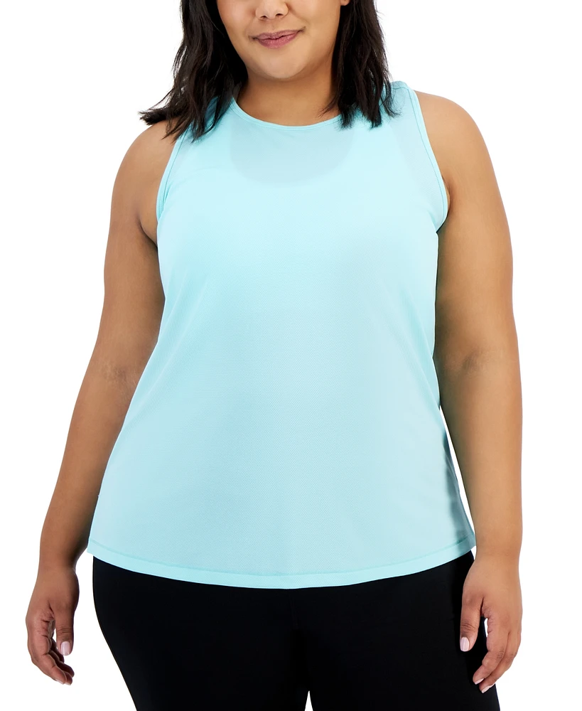 Id Ideology Plus Solid Birdseye Mesh Racerback Tank Top, Created for Macy's