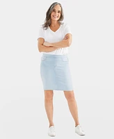 Style & Co Women's Denim Stretch Pull-On Skirt, Created for Macy's