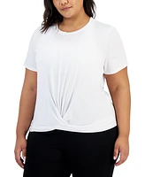 Id Ideology Plus Active Solid Twist-Front Top, Created for Macy's