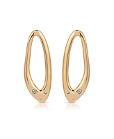 Ettika Molten 18k Gold Plated Crystal Dotted Oval Earrings