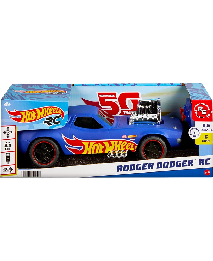 Hot Wheels 1:16 Scale Rc Rodger Dodger Usb-Rechargeable Toy Car, Battery