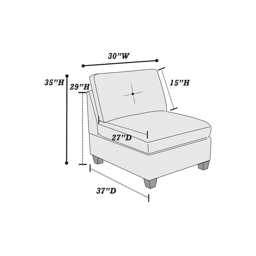 Simplie Fun Modular Living Room Furniture Armless Chair Chenille Fabric 1 Piece Cushion Armless Chair