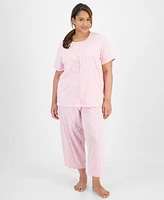 Charter Club Plus 2-Pc. Cotton Cropped Pajamas Set, Created for Macy's