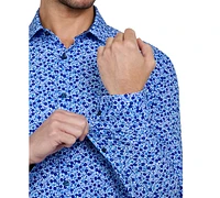 Men's Recycled Slim Fit Floral Performance Stretch Cooling Comfort Dress Shirt