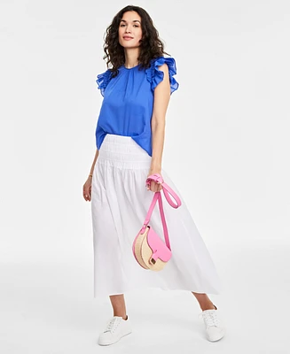 On 34th Women's Ruffle Short-Sleeve Voile Top, Created for Macy's