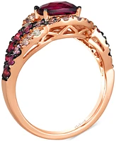 Le Vian Ombre Raspberry Rhodolite (1 ct. t.w.), Strawberry Ombre (1 ct. t.w.) & White Sapphire (1/6 ct. t.w.) Twist Ring in 14k Rose Gold