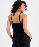 Miken Juniors' Cropped Velour Tank Top Cover-Up, Created for Macy's