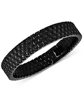 Esquire Men's Jewelry Black Spinel Honeycomb Link Bracelet (5-3/8 ct. t.w.) in Black Ion-Plated Stainless Steel, Created for Macy's