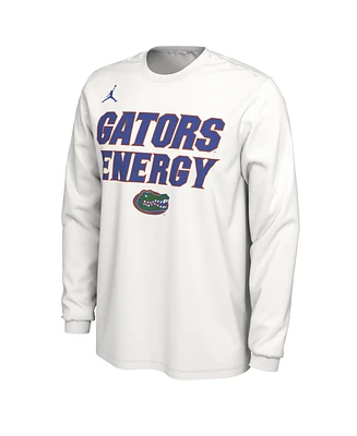 Men's Jordan White Florida Gators 2024 On Court Bench Long Sleeve T-shirt