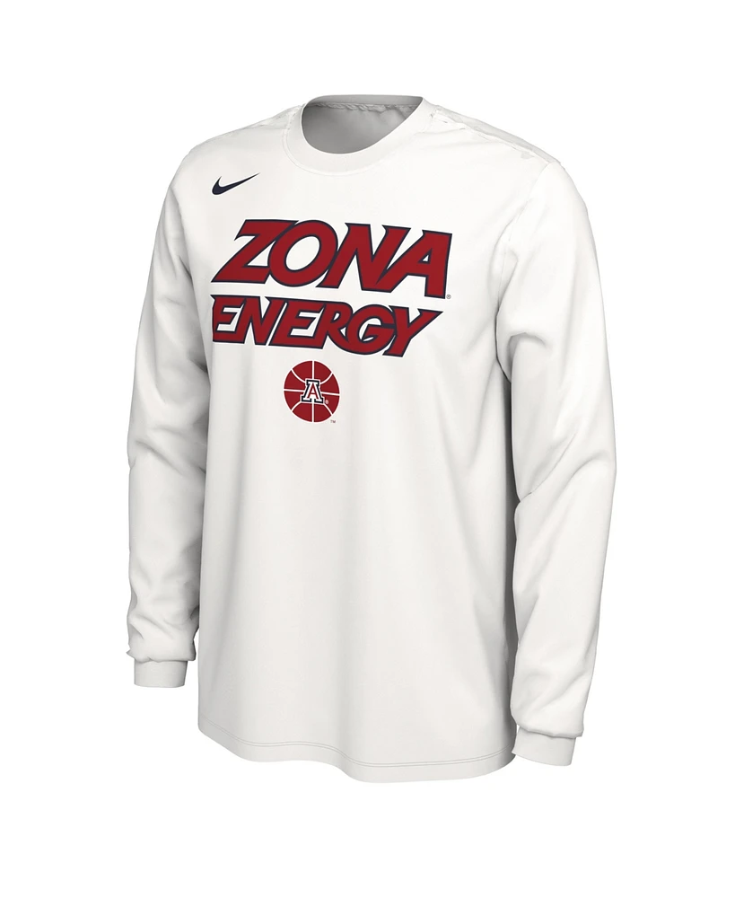 Men's Nike White Arizona Wildcats 2024 On Court Bench Long Sleeve T-shirt