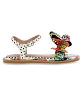 Betsey Johnson Little and Big Girls Dacie Flat Sandals with Butterfly Embellishments