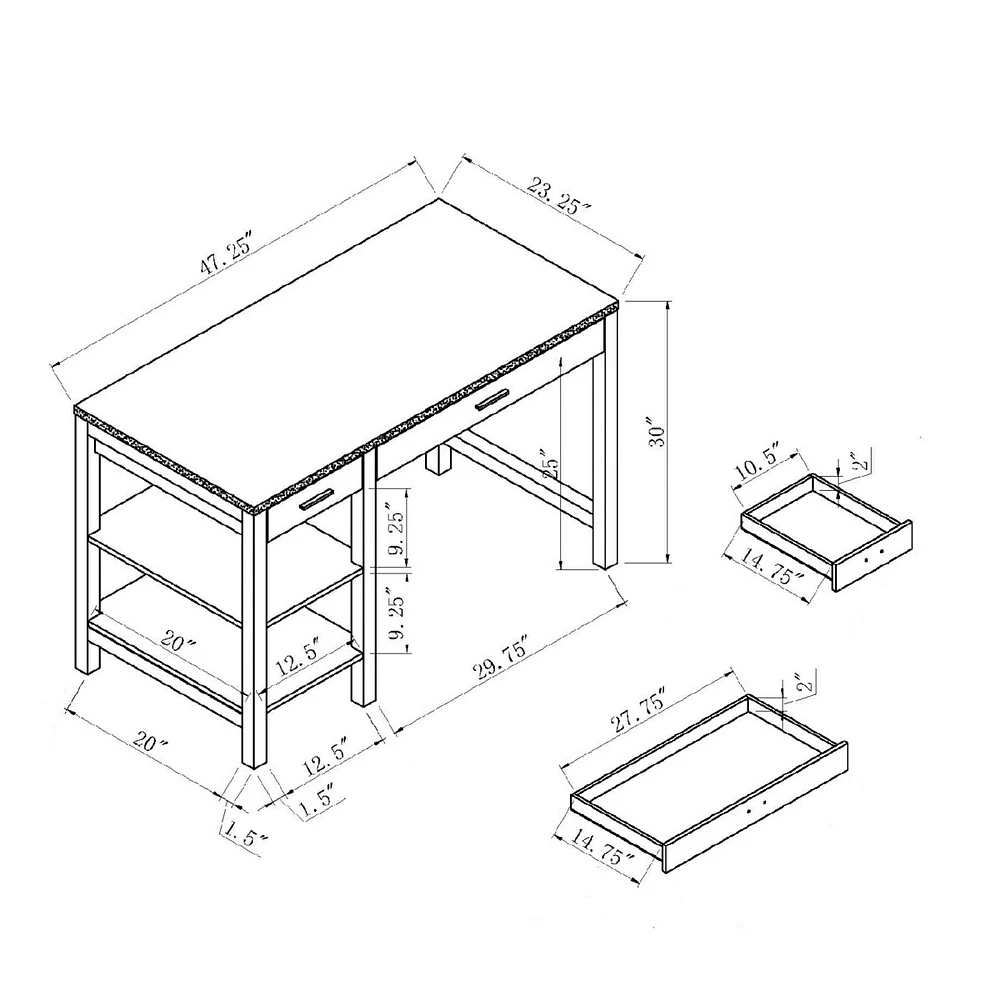 Simplie Fun Desk Black for Home or Office Use