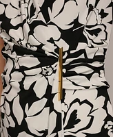Donna Karan Women's Floral Print Gathered Sleeveless Midi Dress