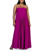 24seven Comfort Apparel Plus Strapless Maxi Dress with Pockets