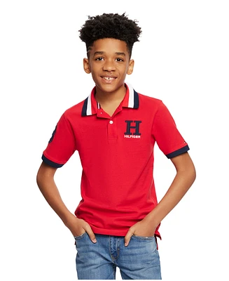 Tommy Hilfiger Little Boys Striped Collar Embroidered Matt Polo