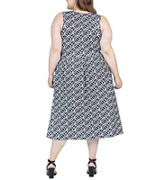 24seven Comfort Apparel Plus Midi Length Sleeveless Pocket Dress